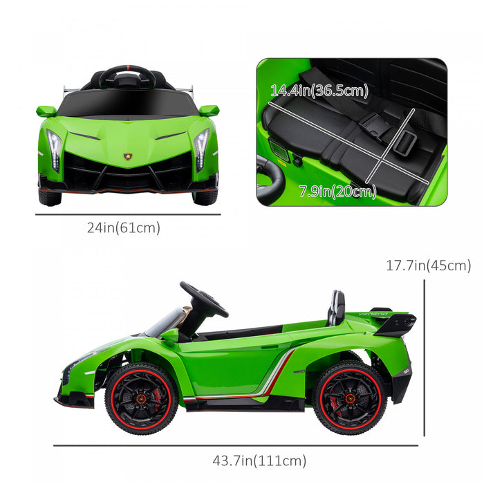 Aosom Voiture Electrique 12 V Avec Portes Papillon, 7 Km/h, Jouet Pour Enfants Avec Batterie Portable, Telecommande, Bluetooth, Klaxon, Musique, Lumieres, Systeme De Suspension, Vert