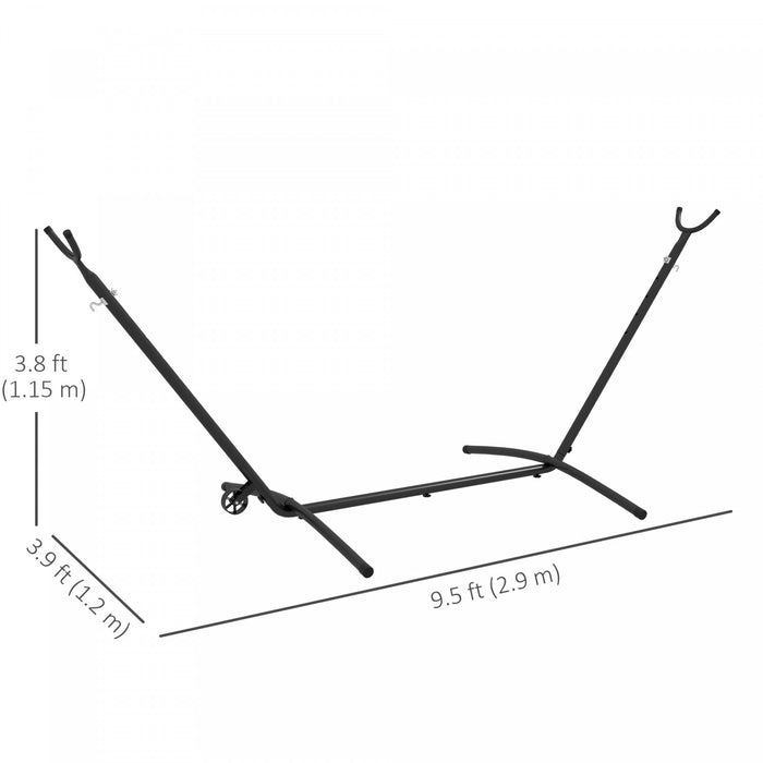Outsunny Hamac Stand Only W/ Wheels, Hamac Stand Ajustable, Noir