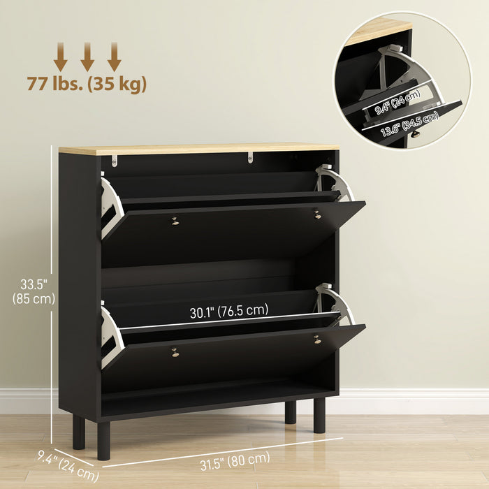 HOMCOM Armoire de rangement a chaussures avec etageres reglables, noir