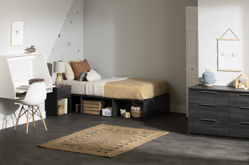 Table de nuit Hourra à 1 tiroir - chêne gris