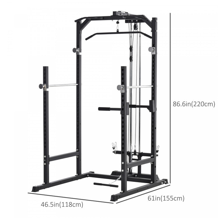 Soozier 800lbs Entrainement D'exercice De Cage De Rack De Tour D'alimentation Multifonction Robuste Station Musculation Avec Tige De Support Pour La Salle De Gym A Domicile