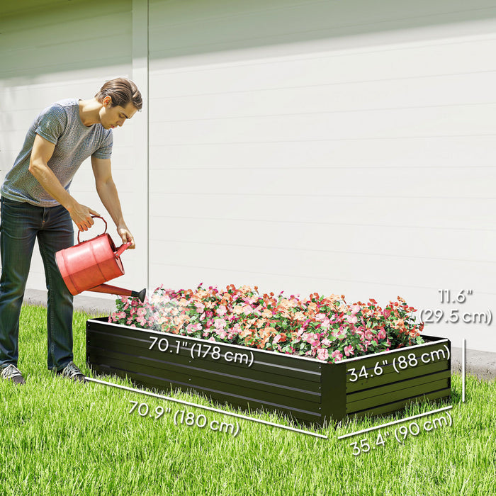 Outsunny Lit de jardin sureleve avec 2 cages a tomates en treillis, noir