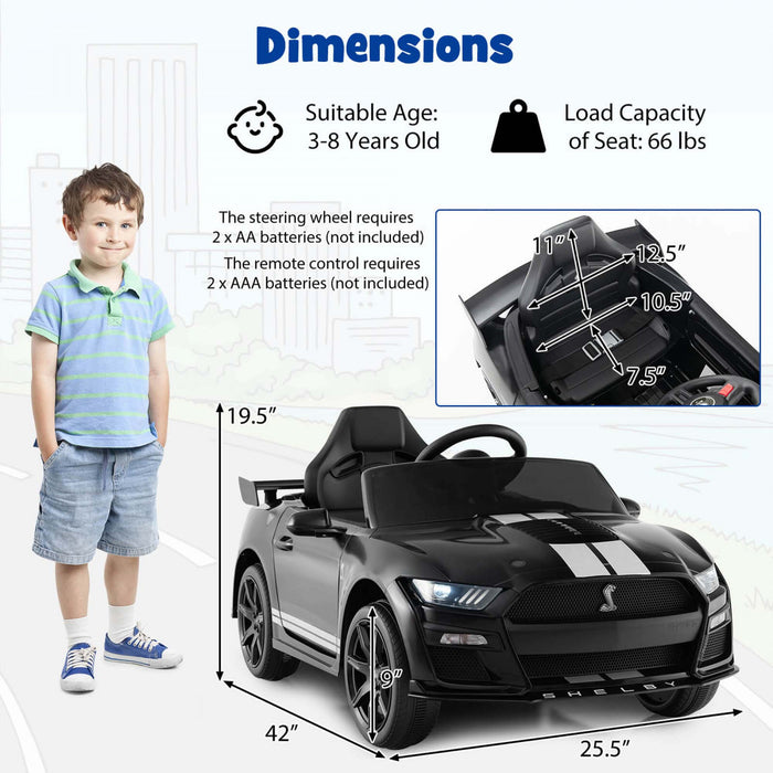 Costway 12v Sous Licence Ford Mustang Shelby Gt500 Enfants Rouler Sur Voiture Avec Telecommande Noir