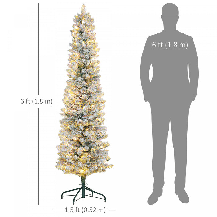 Homcom Arbre De Noel Artificiel Floque Enneige De 6 Pieds Avec Lumieres
