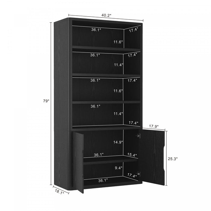 Armoire bibliotheque moderne Rivington 40\" en noir - Ensemble de 3