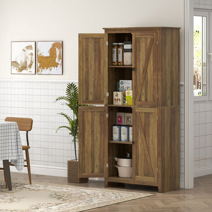 HOMCOM Garde-manger de cuisine autoportant 72 po, armoire buffet, marron