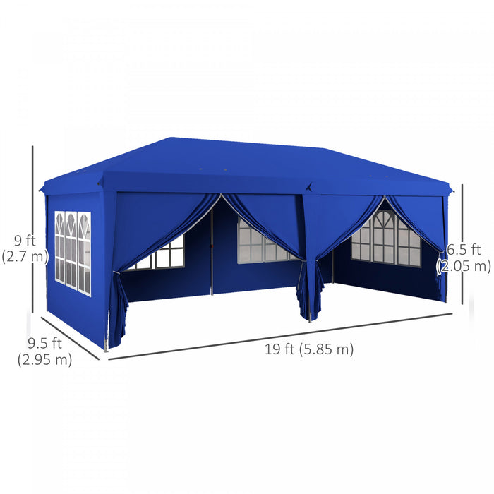 Outsunny Tente Exterieure 10'x20' Facile A Plier Gazebo Tente De Fete, Bleu