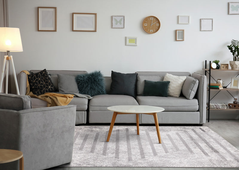 Carpette Covington à motifs de lignes géométriques vieillies pour l'intérieur - 6 pi 7 po x 9 pi 10 po