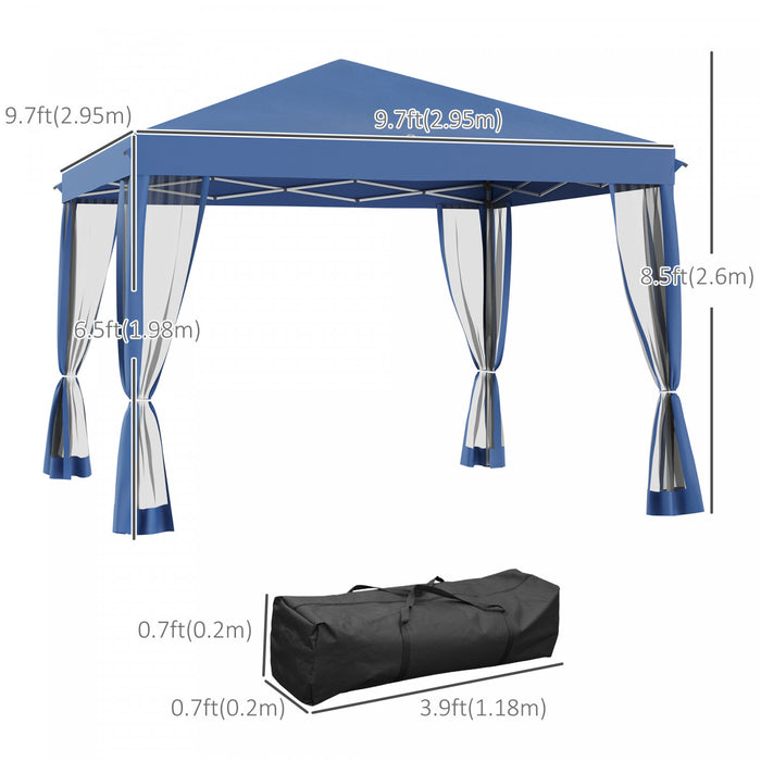 Outsunny 10 'x 10' Tente Gazebo Avec Paroi Laterale En Maille Amovible