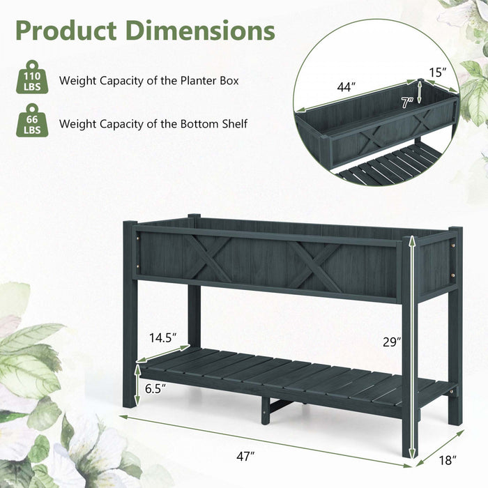Costway Hips Souleve Lit De Jardin Poly Bois Eleve Planter Boite Avec Les Jambes, Etagere De Stockage Noir