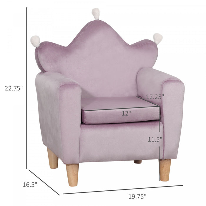 Qaba Fauteuil Enfant Design Scandinave Compartiment De Rangement Grand Confort Accoudoirs Assise Dossier Garnissage Mousse Haute Densite Dim. 19.75\"l X 16.5\"l X 22.75\"h Violet