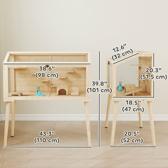 Cage a Hamster en Bois, Cage a Gerbille avec Toit Ouvrant