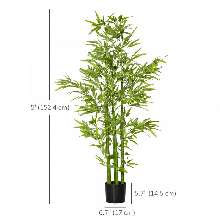 HOMCOM Bambou artificiel de 1,5 m en pot, fausse plante d'interieur