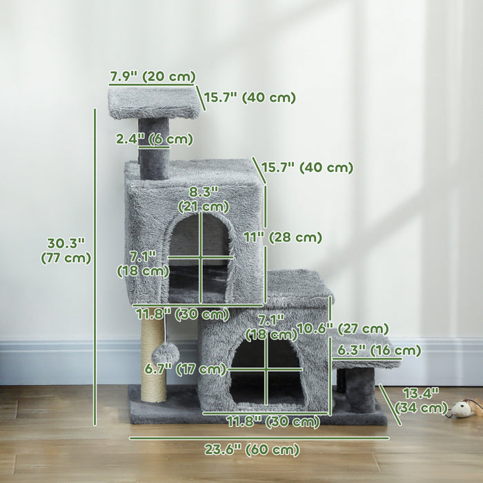 Escaliers pour Chats a Hauteur Ajustable avec Poteaux a Griffer, Gris