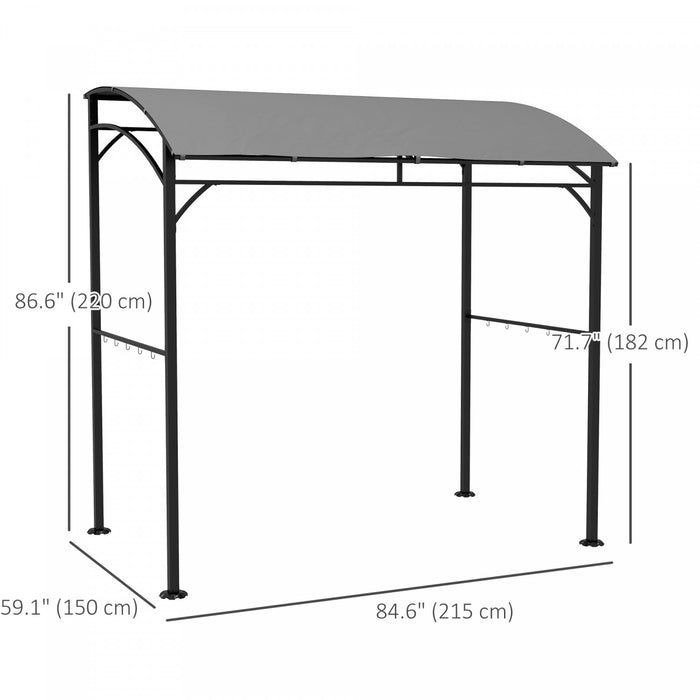Outsunny Tente Gazebo Bbq Grill Avec Cadre En Acier Crochets, Gris