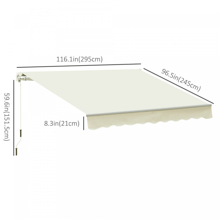Outsunny Store De Terrasse 10' X 8' Retractable Manuellement Blanc Creme
