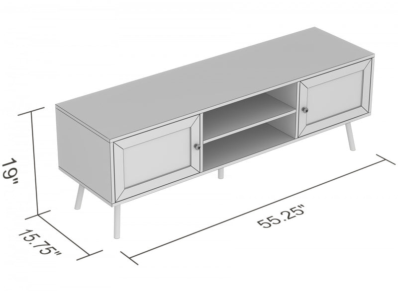 Meuble pour téléviseur avec 2 portes et 2 tablettes - apparence de bois naturel brun
