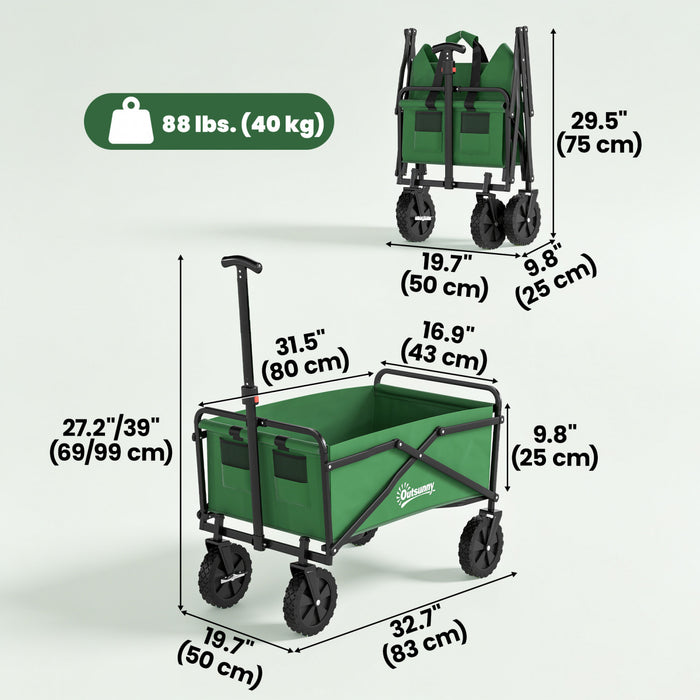 Outsunny Chariot pliant, chariot utilitaire d'exterieur, tissu Oxford