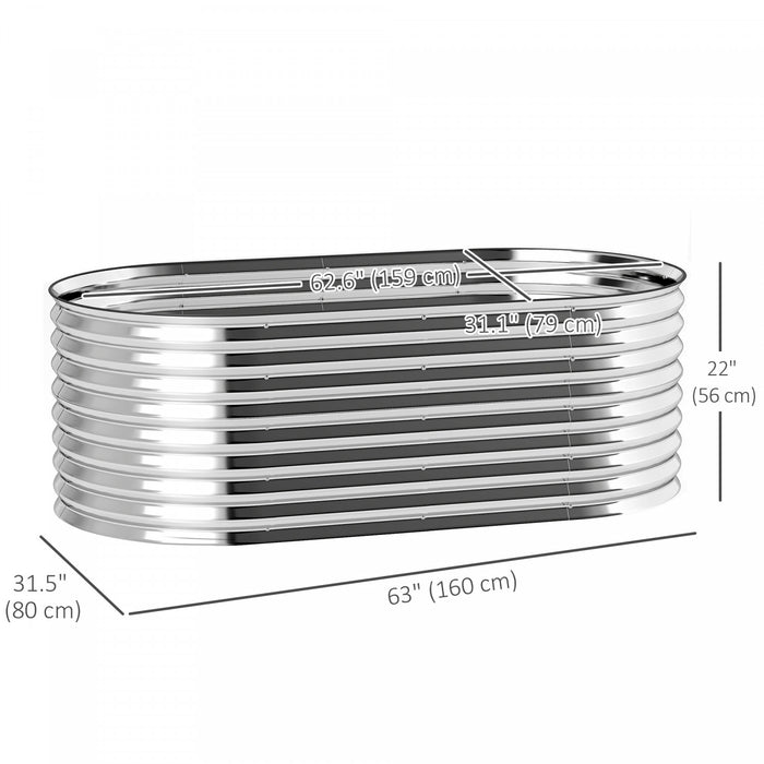 Outsunny Lit de jardin sureleve galvanise, facile a bricoler, argent