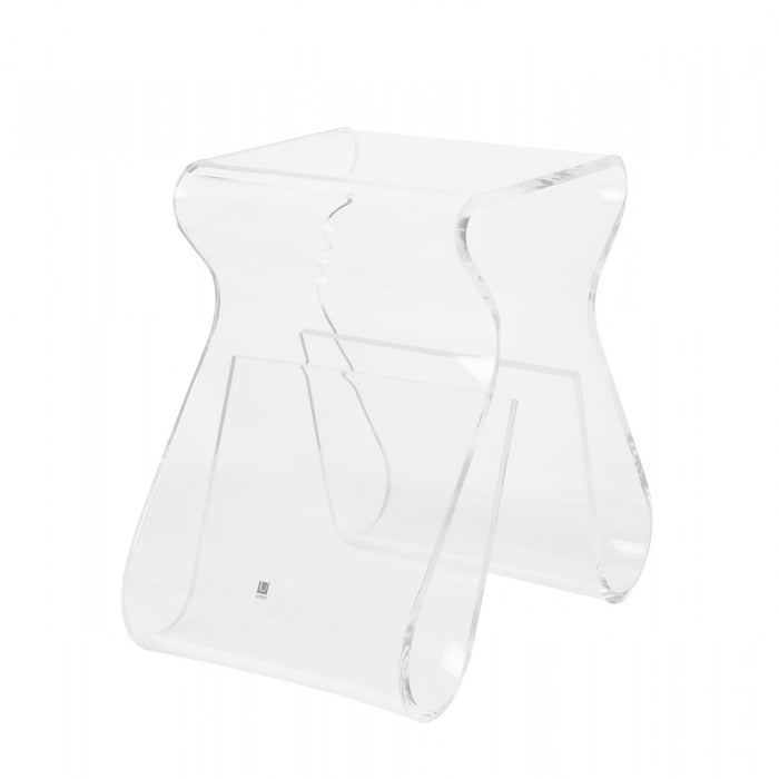 Table de bout moderne Magino de Umbra en acrylique avec support à magazines