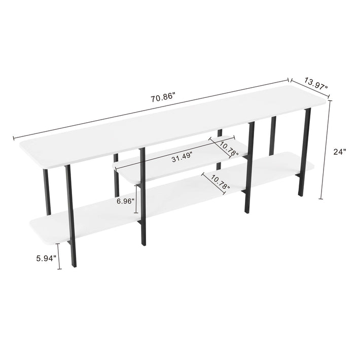 Console contemporaine moderne Celine 71\" en blanc (3 etageres)