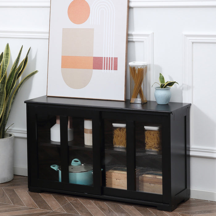 HOMCOM Buffet de cuisine modulable avec porte coulissante vitree