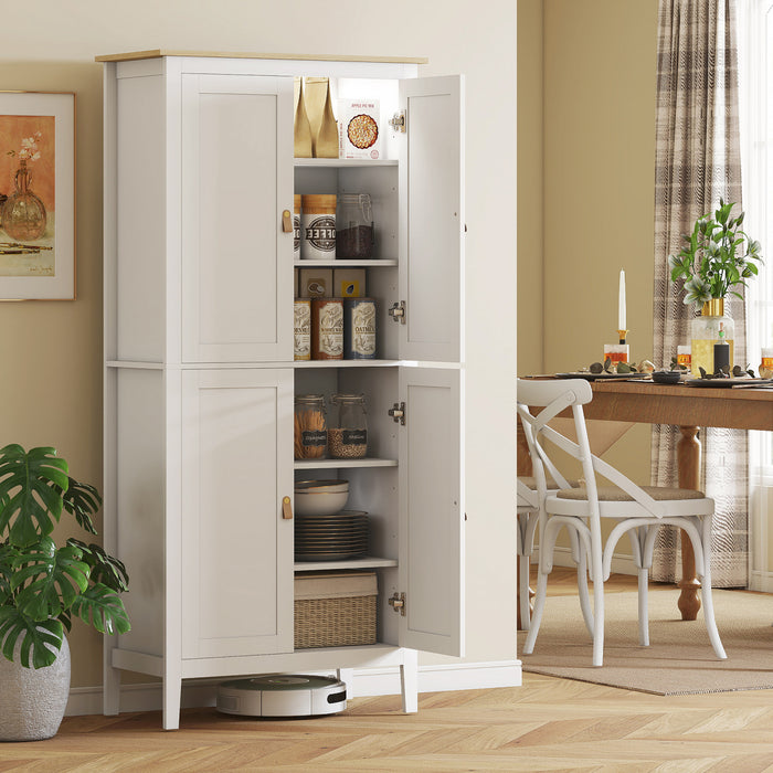 HOMCOM Armoire de rangement de cuisine avec eclairage LED a capteur, Blanc