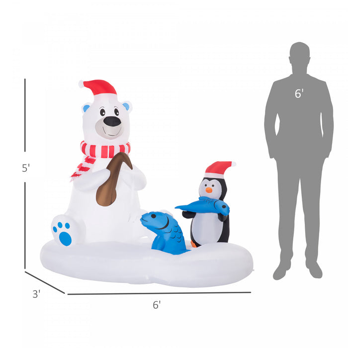 Outsunny Peche A L'ours Polaire Et Au Pingouin De Noel Gonflable