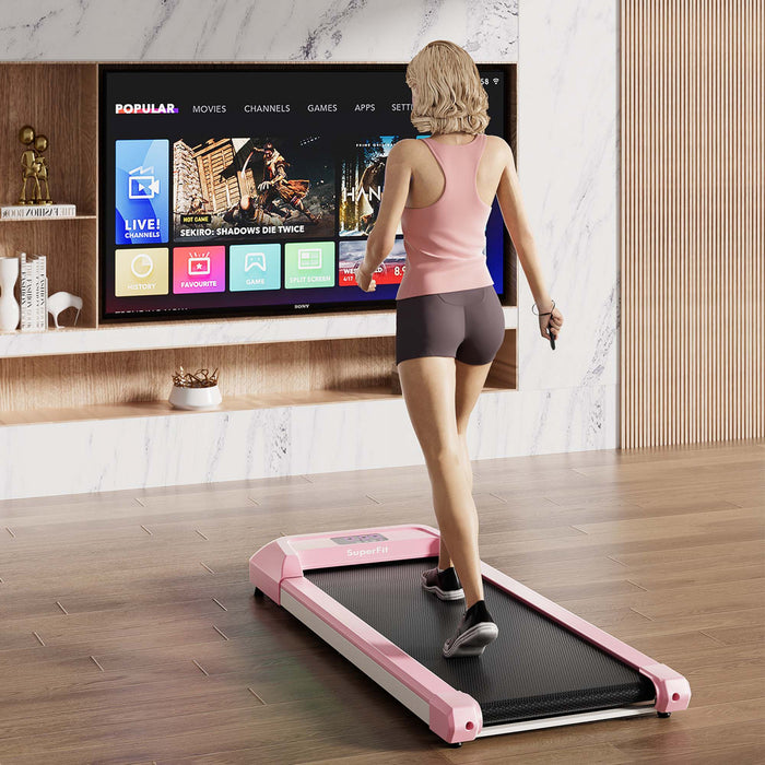 Superfit 0.6-3.8mph Tapis De Marche Sous Tapis Roulant De Bureau Avec Telecommande Et Ecran Led Rose