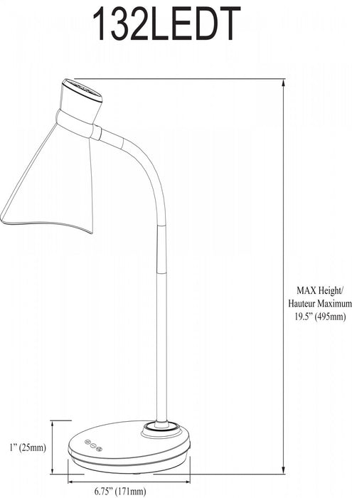 Lampe de table de Dainolite avec abat-jour bleu et blanc, fini blanc et ampoule à DEL de 6 W