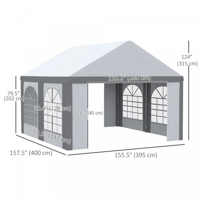 Outsunny Tente De Fete 13 X 13 Pieds Avec Cotes, 4 Fenetres Et 2 Portes