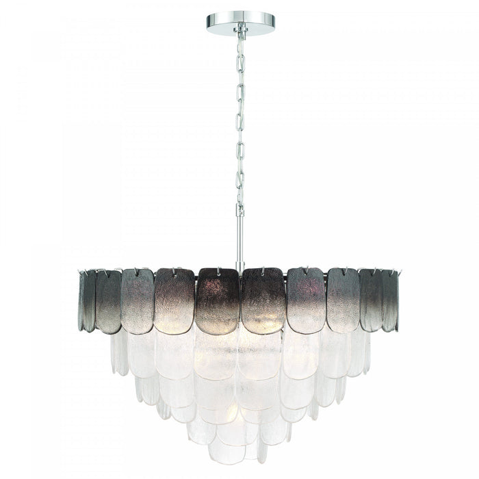 Lustre A 19 lampes Bianca, Nickel Poli, Verre Cristallin Fume De Type Piastra