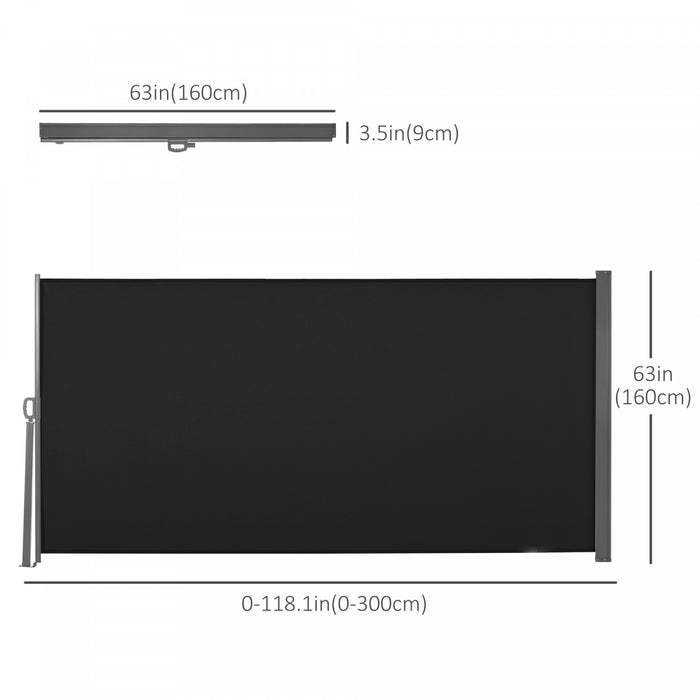 Outsunny Ecran De Confidentialite Pliant Pour Auvent Lateral 118 X 63, Noir