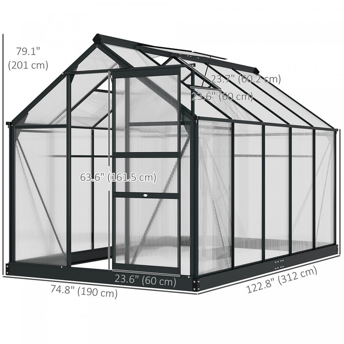 Outsunny Serre, Serre De Plain-pied Transparente Avec Porte Coulissante