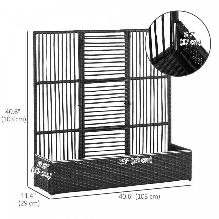 Outsunny Jardiniere En Rotin Avec Treillis, Jardiniere Surelevee, Noir