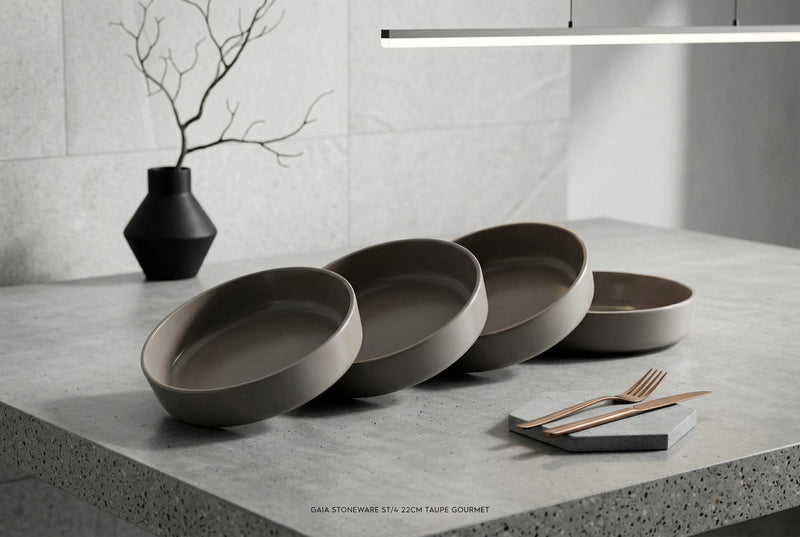 Ensemble de 4 bols de gourmet Gaia, Bols a pates et a salade en gres de 22 cm (8,6 po)