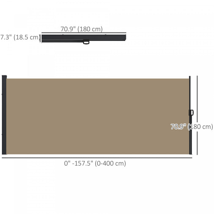 Outsunny Auvent Lateral Retractable 13'x6', Ecran De Confidentialite, Kaki