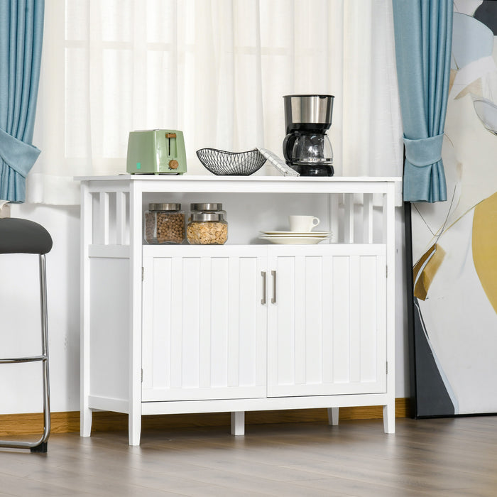 HOMCOM Buffet Console Rangement Armoire 2 Portes Blanc