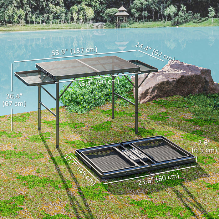 Outsunny Table De Camping Pliante De 4.5pi, Reglable En Hauteur