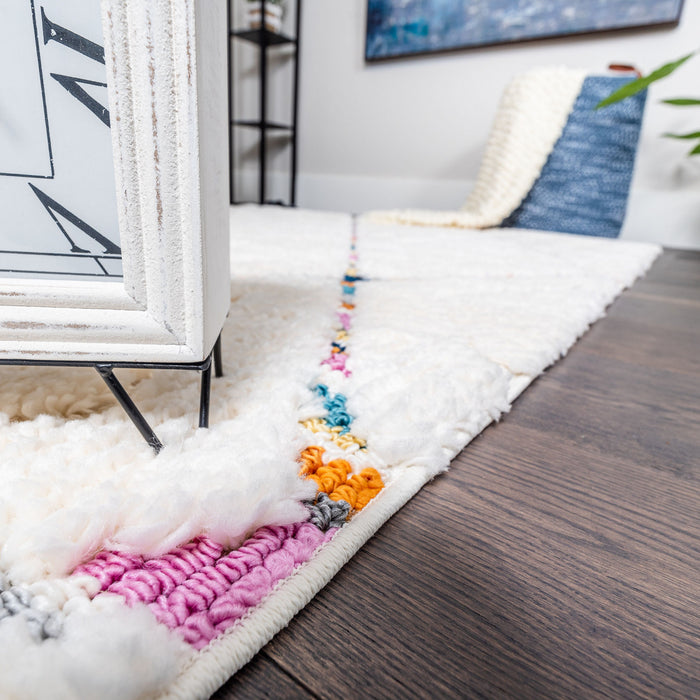 Carpette à poil long Lola à motif de grands treillis - 2 pi 7 po x 8 pi