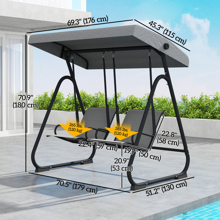 Outsunny Balancoire de Jardin avec Auvent Reglable a 2 Places, Gris