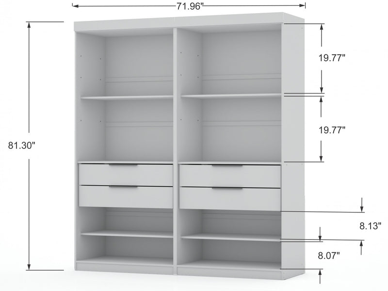 Armoire contemporaine moderne Mulberry 36\" en blanc - Ensemble de 2