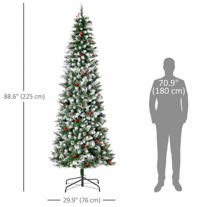 Homcom Arbre De Noel Artificiel Floque Pre-eclaire 7,5' Avec Pommes De Pin