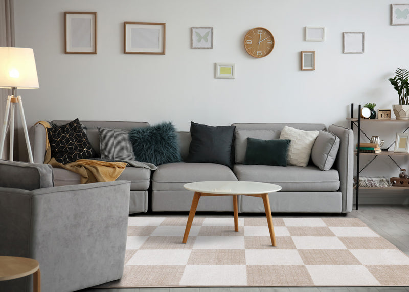 Carpette Covington à motif de damier moderne pour l’intérieur - 6 pi 7 po x 9 pi 10 po