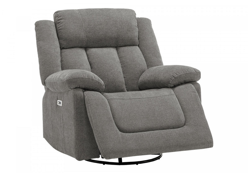 Fauteuil Inclinable Electrique, 39\"L, Planeur, Pivoter, Port Usb Inclus, Tissu Gris Clair