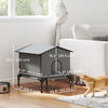 PawHut Outdoor Cat House, Waterproof Insulated Cat Kennel with Elevated Base, Cushion, Foldable Feral Kitty Shelter for Indoor Outdoor Kittens, Grey
