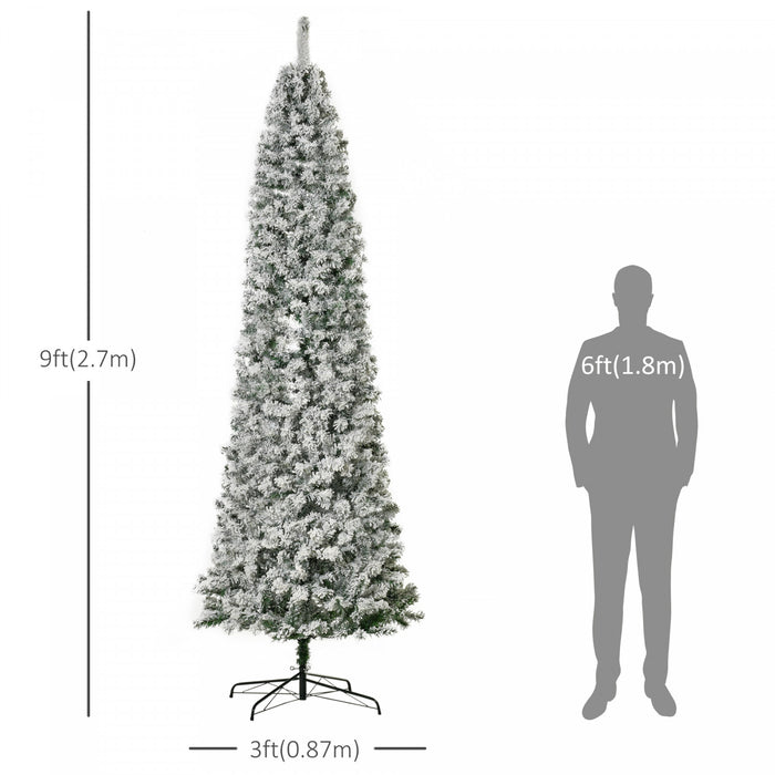 Homcom Sapin De Noel En Forme De Crayon Floque 9 Ft
