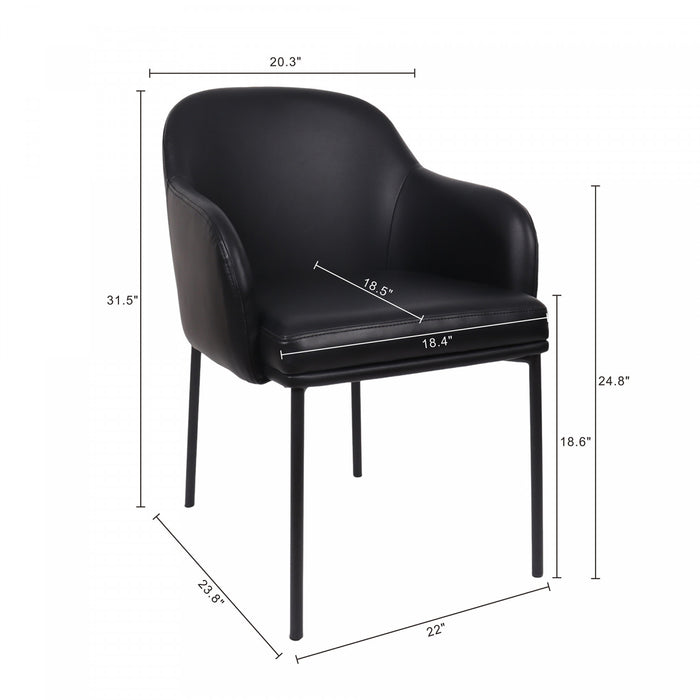 Fauteuil contemporain Loft en cuir vegetalien avec accoudoirs en metal noir - Lot de 2