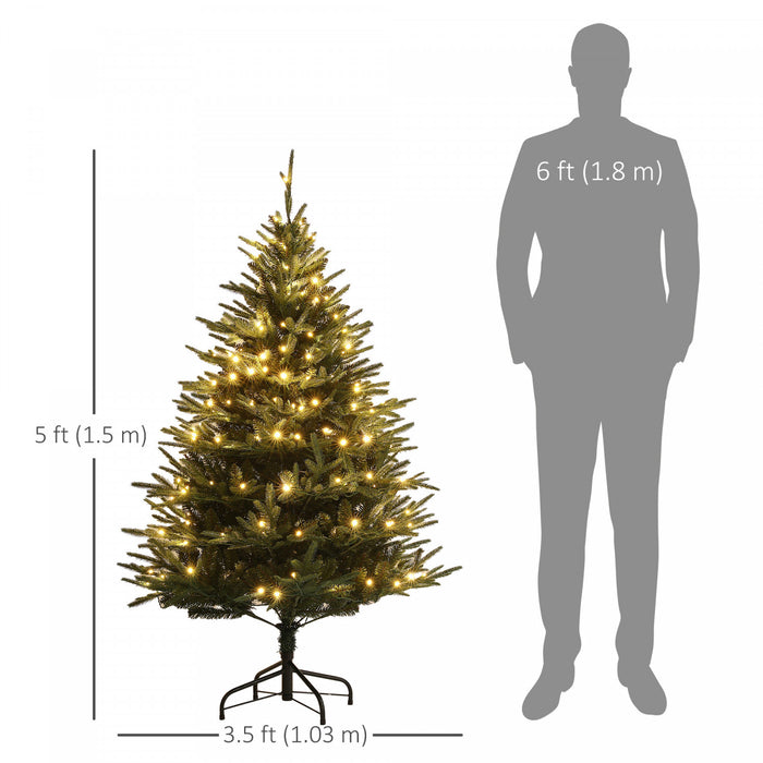 Homcom Arbre De Noel Artificiel De 5 Pieds Avec Lumieres Led, Arbre De Noel
