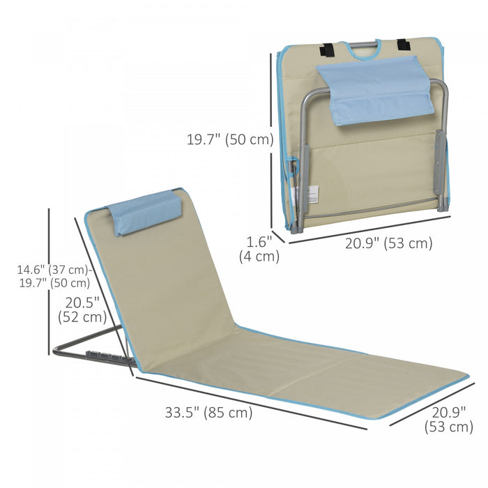 Outsunny Lot De 2 Chaises Longues De Plage, Tapis De Plage Pliable, Beige